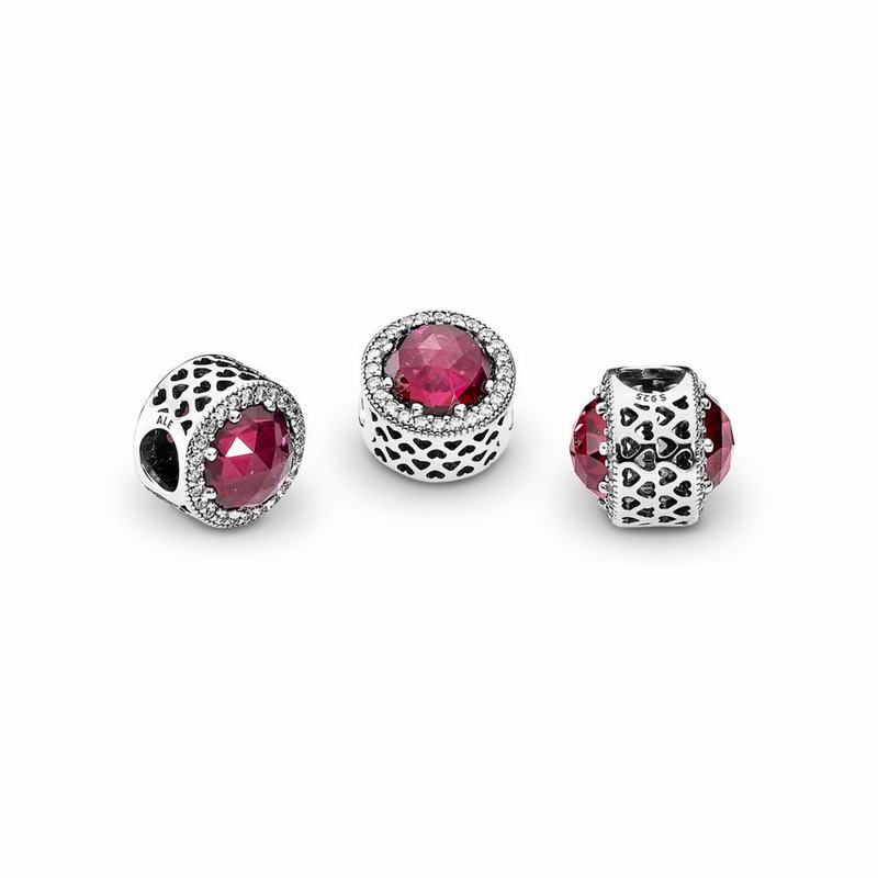 Pandora Sparkling Cerise Pink Charm - Sterling Silver/Pink/Mixed Stones - Canada | SA9802QP